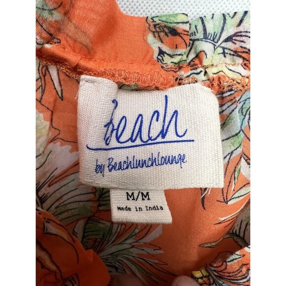 Beach Lunch Lounge Orange Pineapple Print Tunic Medium Semi Sheer - Picture 5 of 9